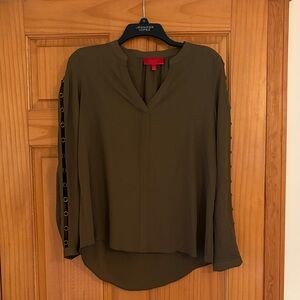 Jennifer Lopez Olive Blouse with Sleeve Accents